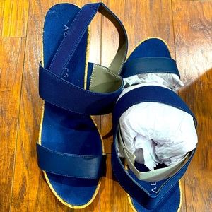 Aerosoles blue high heel platform espadrilles sandals NIB